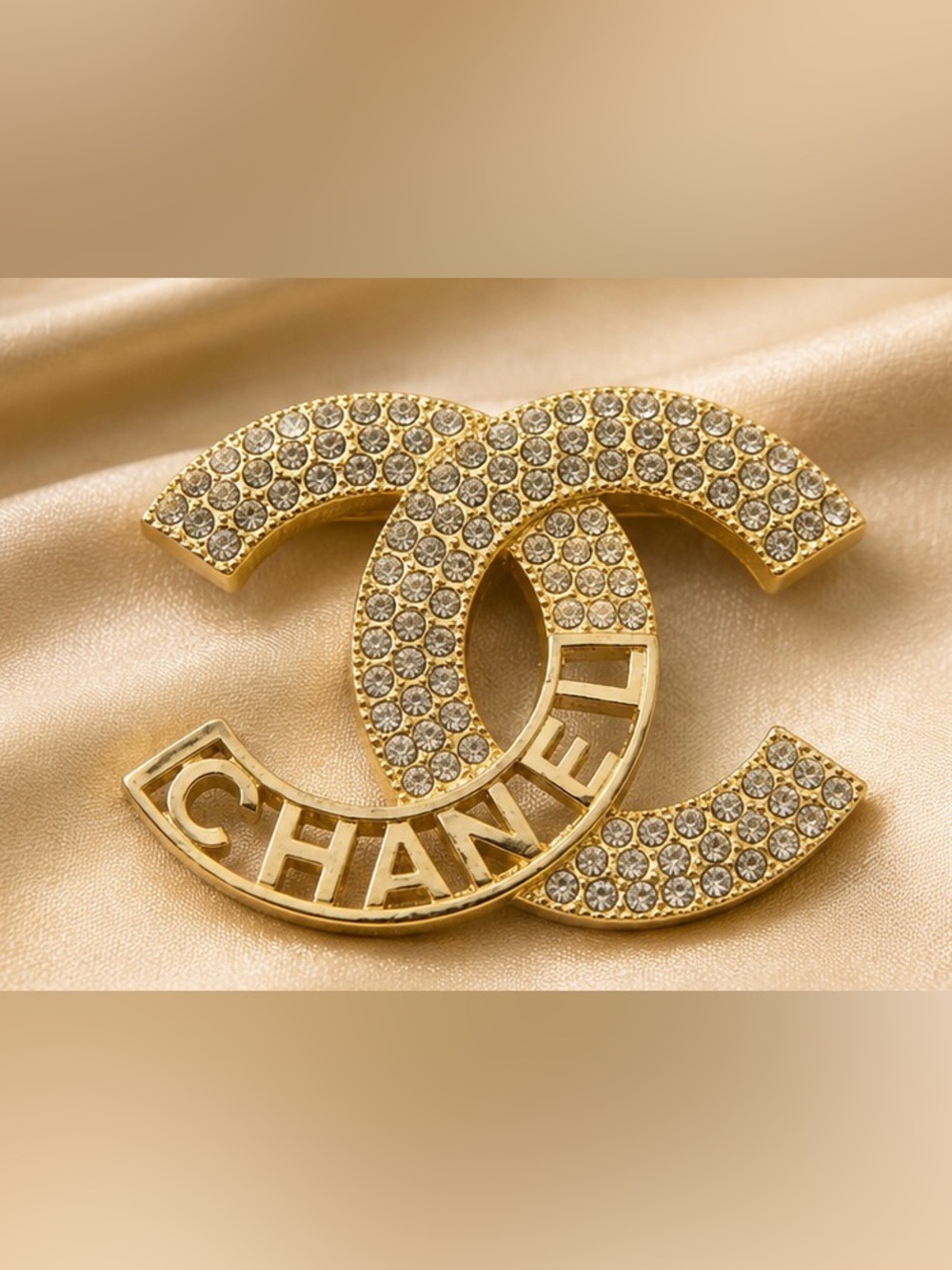 Gold Tone Crystal Statement Brooch Pin – Elegant Sparkling Fashion Jewelry